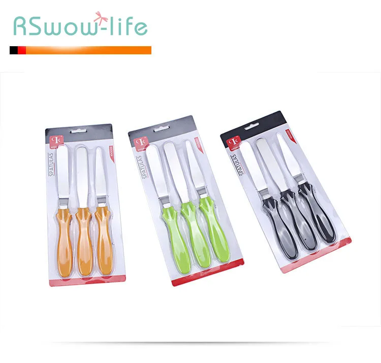 

3pcs Cream Spatula Cake Release Knife 3-piece Scraper Stainless Steel Smoothing Knife Set Baking Tools