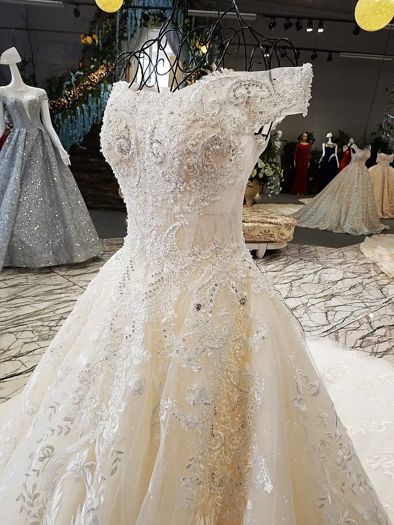 Vestido de noiva longo, luxuoso, com rendas de cristal, com contas, marfim, feito sob encomenda, xg07m, 2021