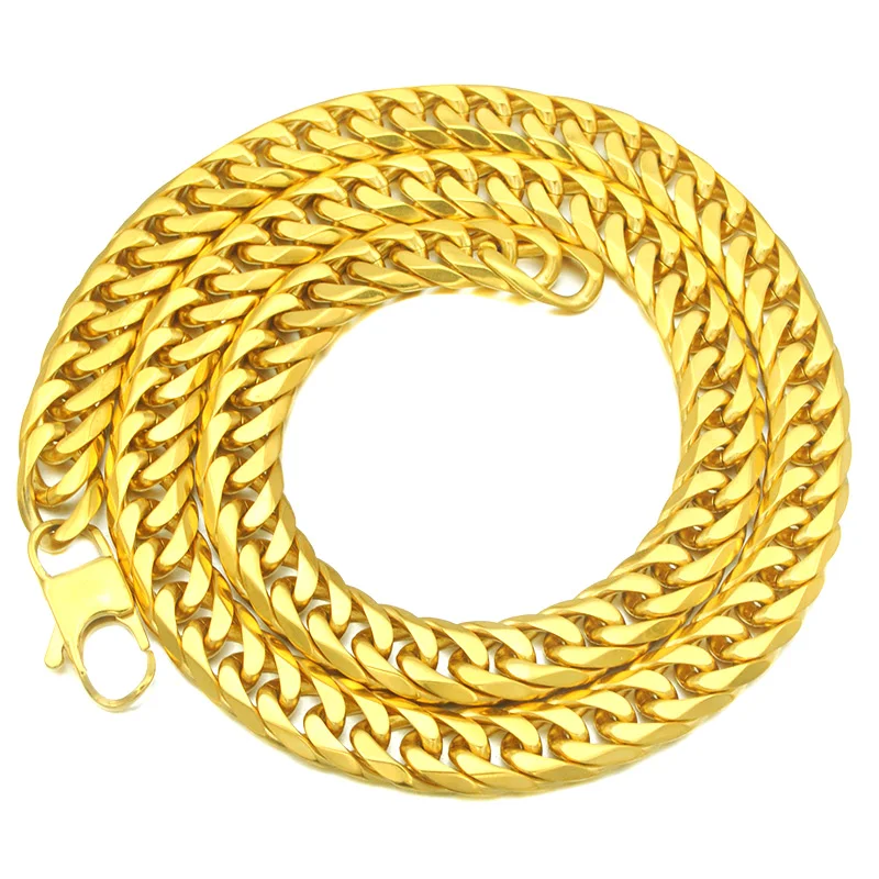 CHIMDOU Gold Colr For Men's Punk Necklace New Fashion Stainless Steel Cuban Link Chain 24'' Long Necklace Party Jewelry