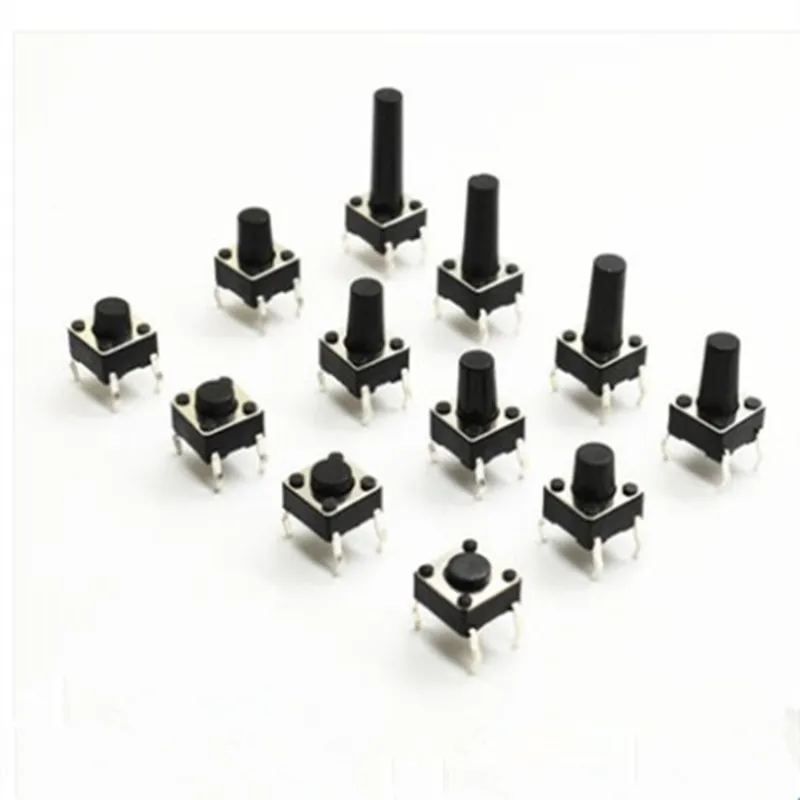 

7 значений 70 шт. 6X6x4,3/5/6/7/8/9/10 мм тактовый переключатель тактильный кнопочный переключатель комплекты DIP 4P микропереключатель высокое качество