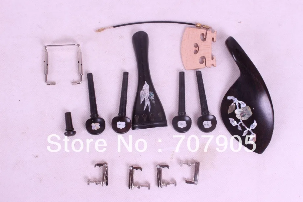 

4/4 violin parts ebony,tuner peg chinrest tailpiece tail gut endpin bridge#W8-1