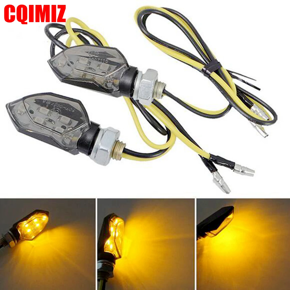 1 Pair 5SMD LED Mini Motorcycle Turn Signal Indicator Light Blinker Amber Lamp For Suzuki Honda Kawasaki