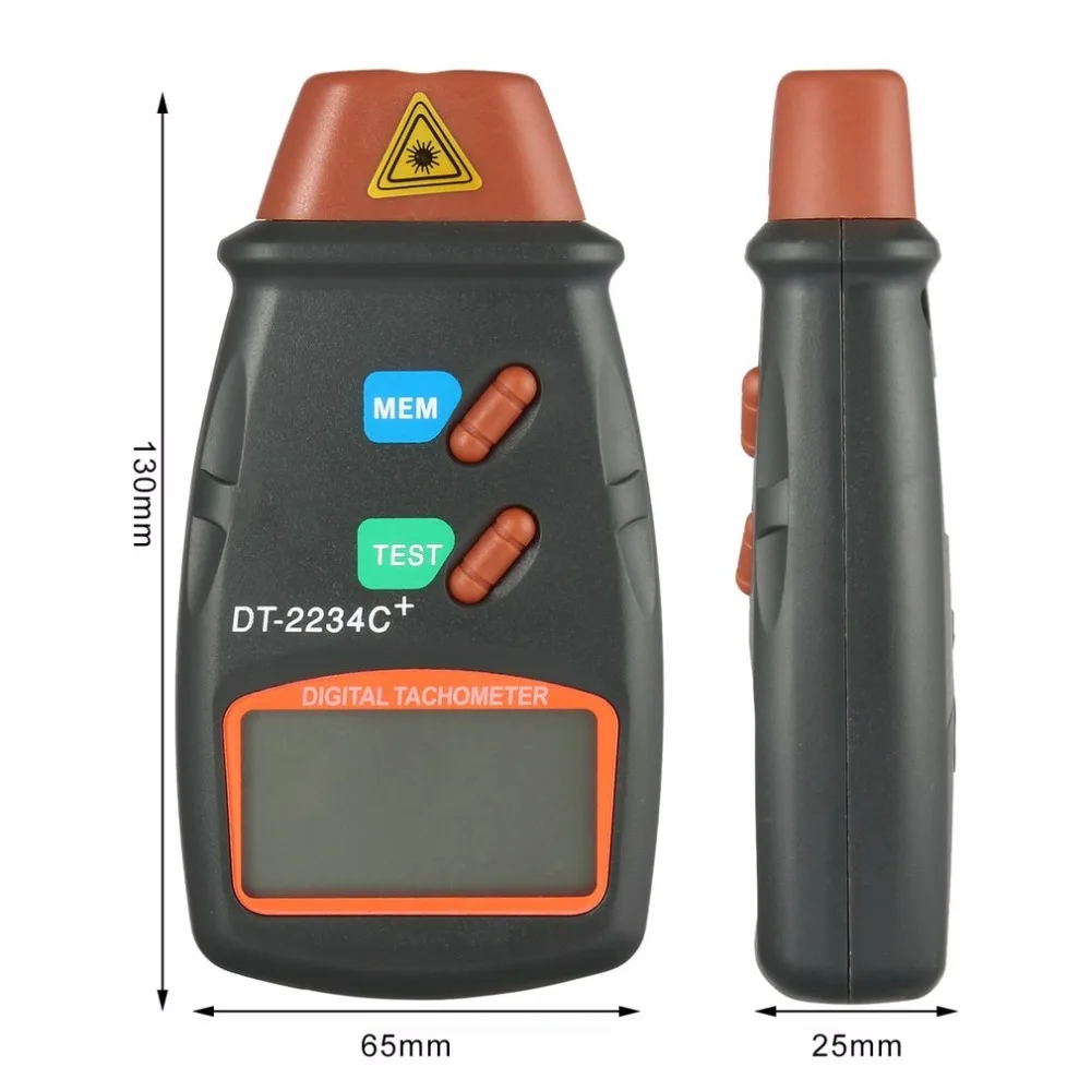 Kebidumei Digital Laser Tachometer Hour Meter Diagnostic tool Non-Contact Motor Lathe Speed Gauge Revolution Spin RPM Meter