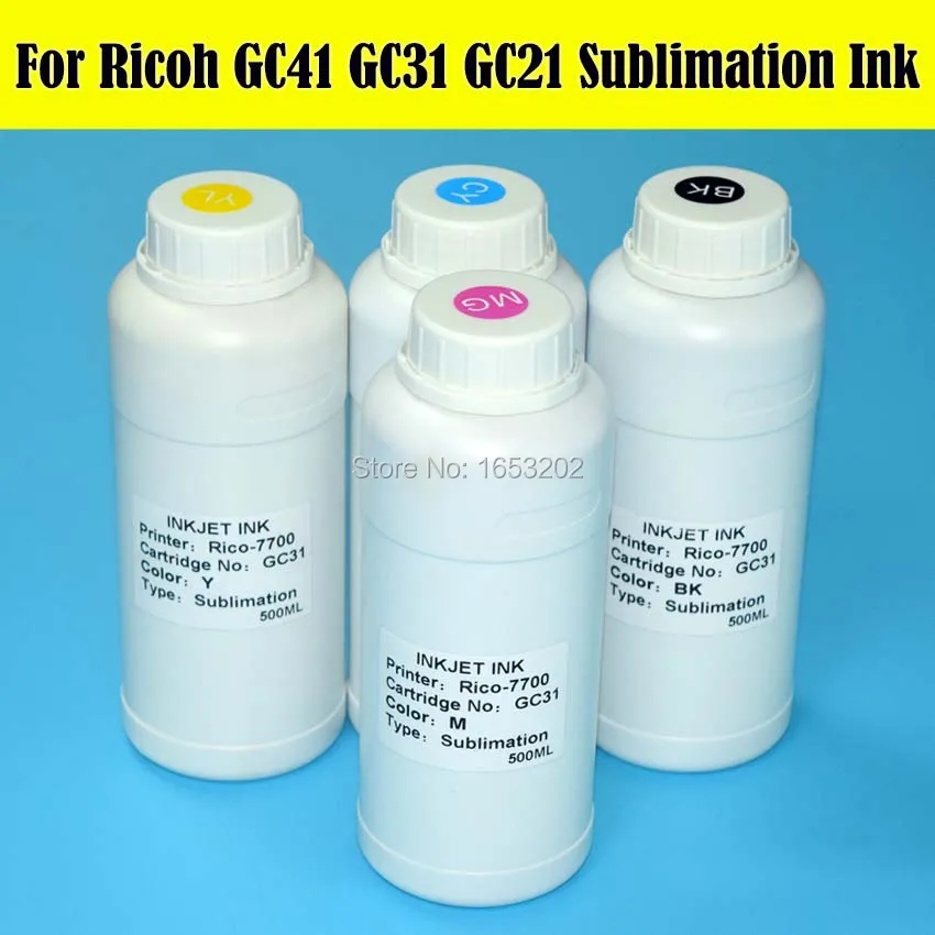 

500ML X 4 Color Sublimation Ink For Ricoh GC21 For Ricoh GX5050N/3050SFN/3050N/3000SFN/2050N GX300 GX500 GX700