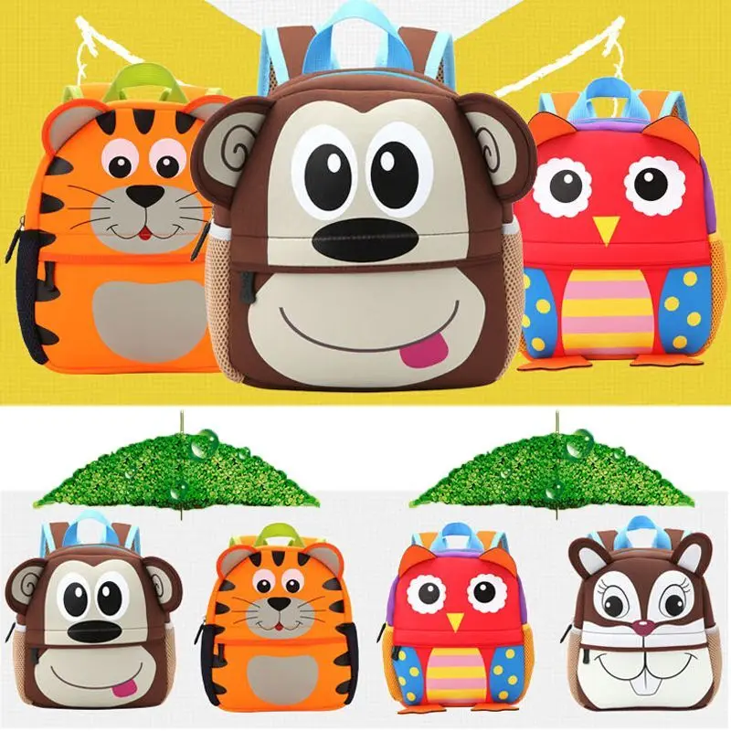 Cute Kids Toddler Backpack Kindergarten Schoolbag 3D Cartoon Animal Bag Storage Bags Books Hangable Container Organizer