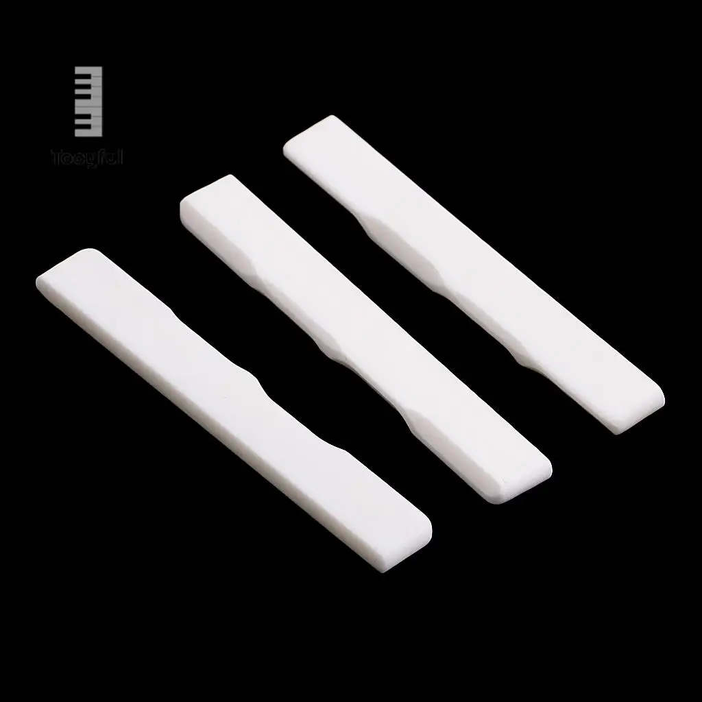 Tooyful 3x Ukulele Bridge Saddles Bone Carved Replacement Parts for Guitar Uke Parts