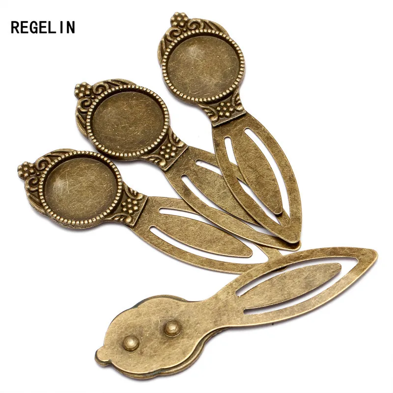 REGELIN 5 adet/grup antik bronz imi bankası Fit 20mm yuvarlak cam Cabochon boş çerçeve ayarı imi DIY takı bulguları