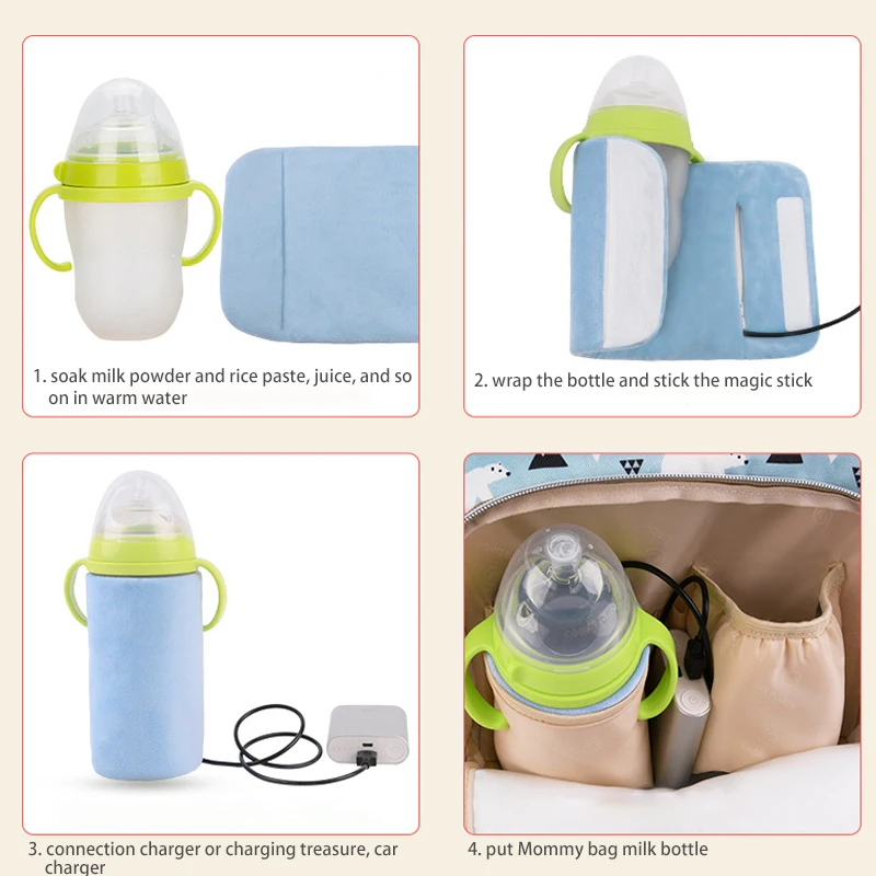 New USB Baby Bottle Warmer Portable Travel Milk Warmer Infant Feeding Bottle Heated Cover Insulation Thermostat Food Heater