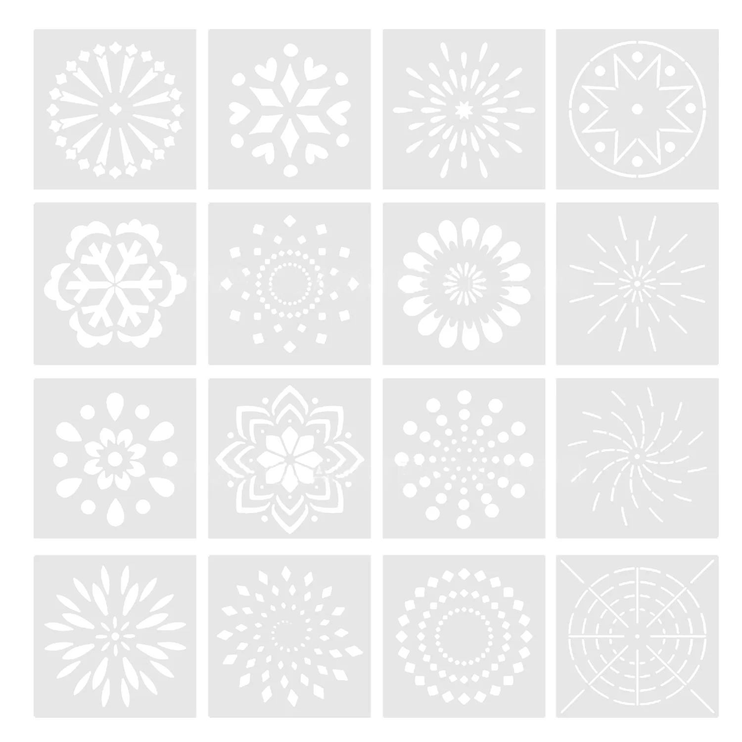 16 قطعة قابلة لإعادة الاستخدام ماندالا اللوحة التنقيط أدوات البلاط قوالب مجموعة استنسل لرسم دهان داي مشاريع الحرف الفنية