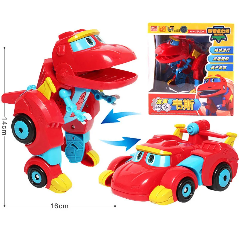 5 teile/satz Große Gogo Dino ABS Verformung Auto/Flugzeug Mit Sound Action-figuren REX/PING/TOMO Transformation dinosaurier spielzeug für Kinder