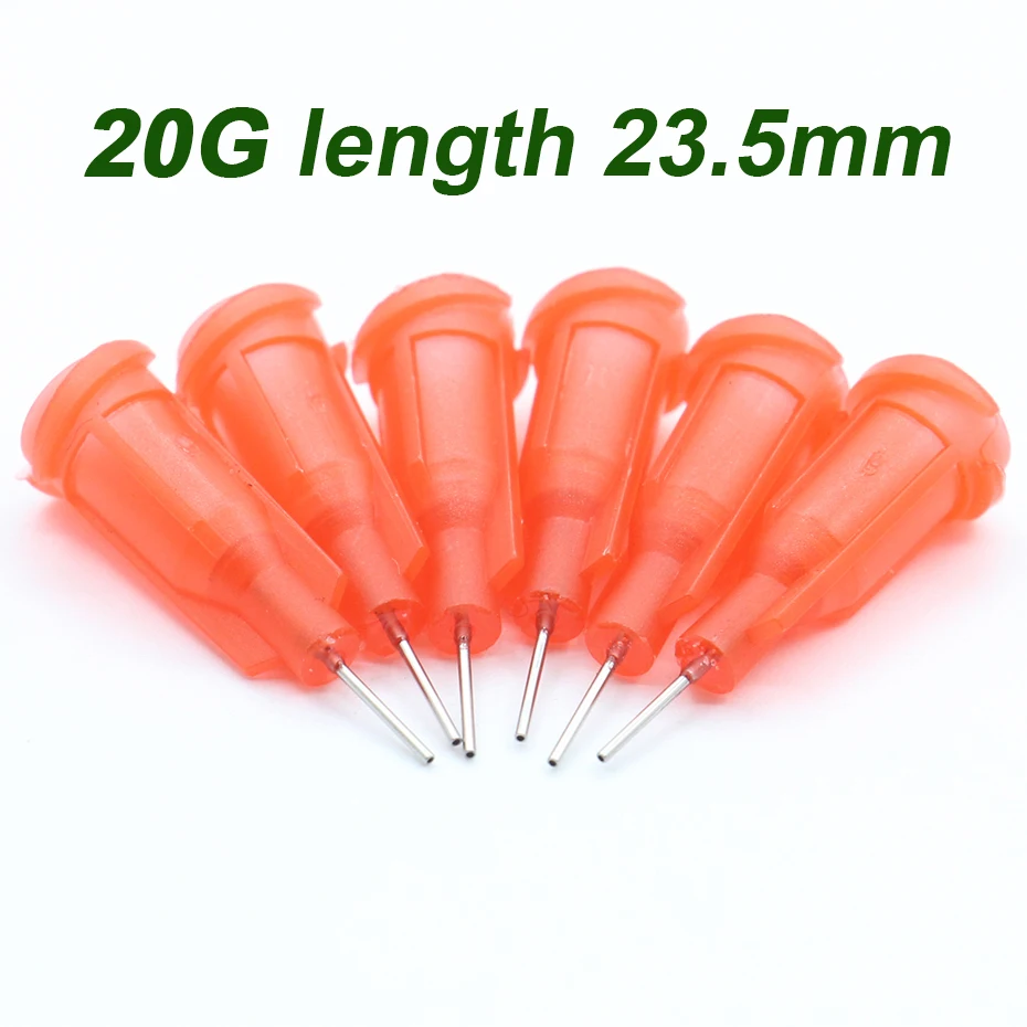 

100Pc 20G length 23.5mm Precision passivated S.S. Dispense Tip with PP Safetylok hub, 0.5" Tubing Length glue dispenser needles