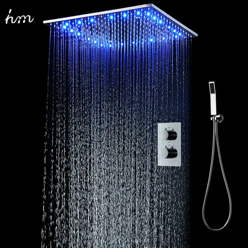 Imagem -02 - Inchestermostática Chuveiro Conjunto Sus304 Espelho Painel com Led Showerhead Chuvas Spray Névoa Spa Escondido com Torneira de Mão 20