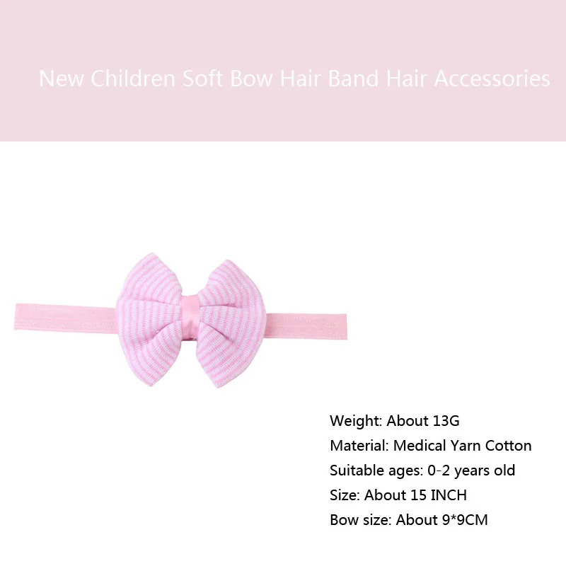 New Cute Bow Hair Bands Hair Accessories Newborn Baby Princess Stripe Soft Hairband Girls Headwear DIY Handmade Kids Headbands