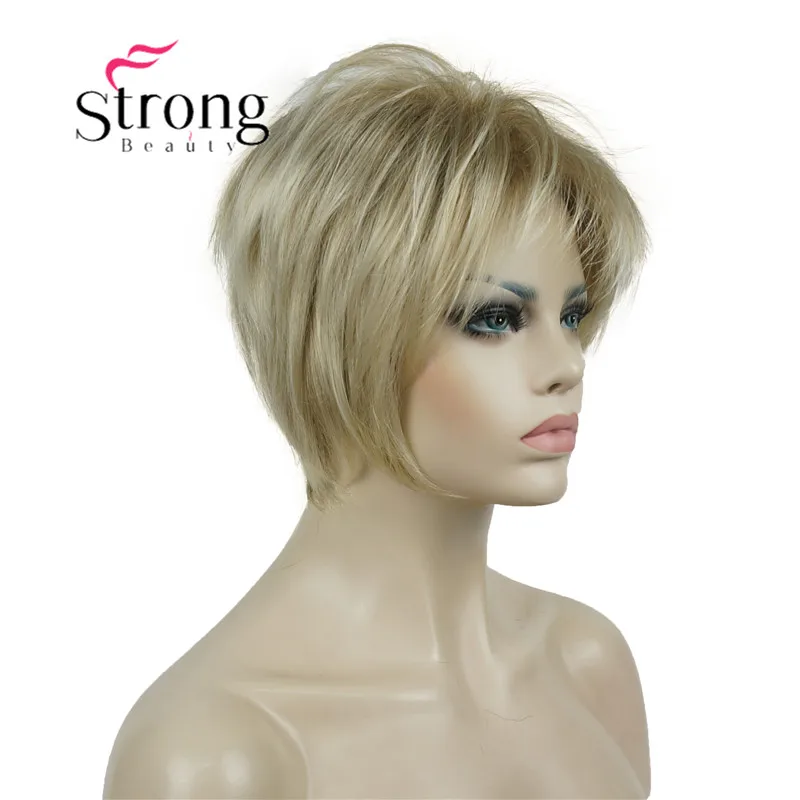 StrongBeauty Short Layered Blonde Thick Fluffy Full Synthetic Wig Heat Ok