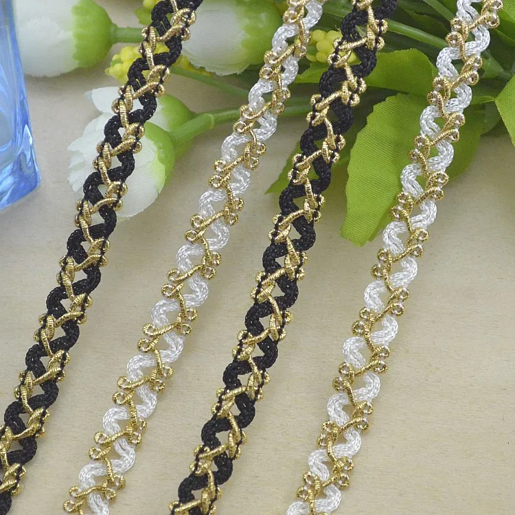 5Metres 10mm Gold/Silver S Shaped Lace Trim DIY Craft Wedding Doll Dress Braided Ribbon DIY Clothes Accessories Curve Lace