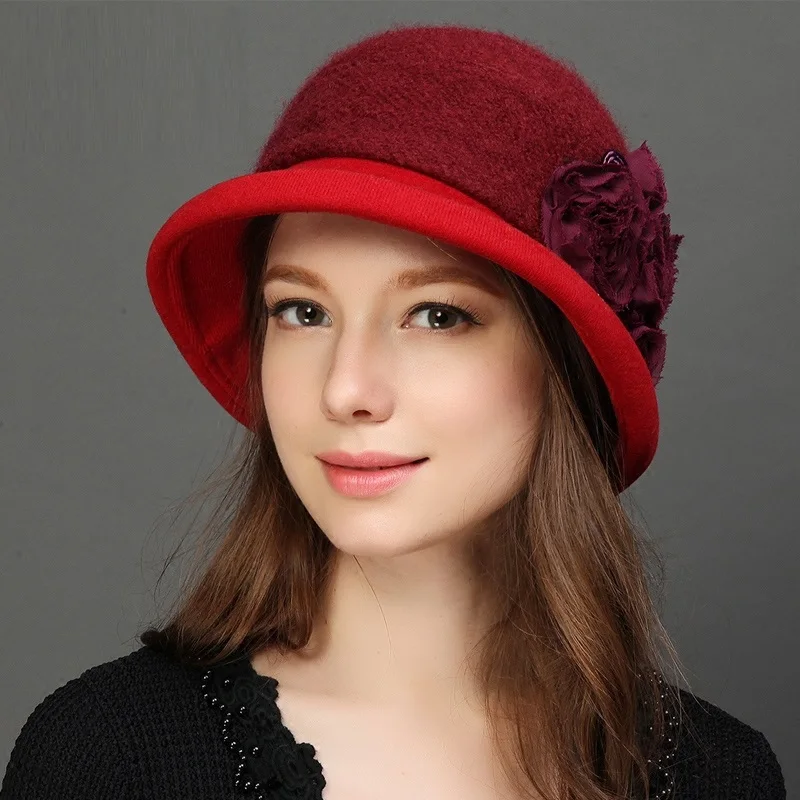 New Fashion Winter Warm Hat Girls Knitted Woolen Cap  Lady Fashion Elegant Beret Cap Students Travel Foldable Hat  B-7640