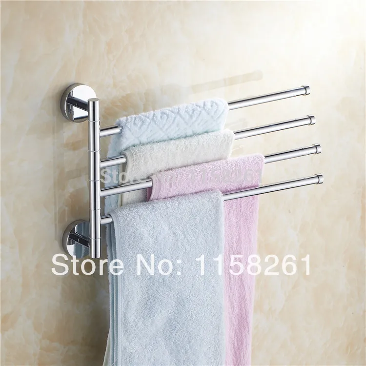 

Vidric Towel Racks Brass Chrome Silver Rotate 4 Layer Towel Holder Hanger Wall Shelf Bathroom Accessories Activities Towel Bar