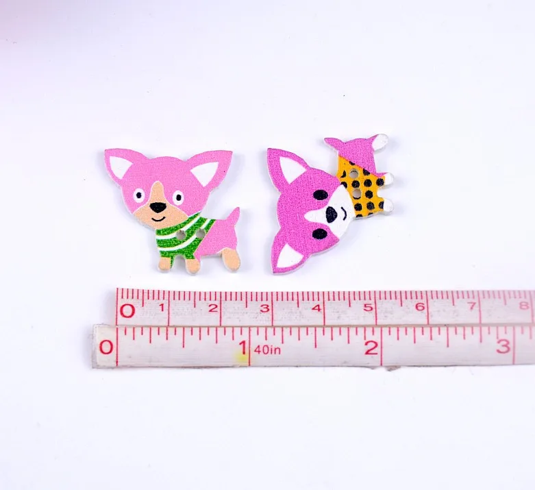 Free shipping 2015 New 100pcs Mixed 2 Holes Cartoon Dog Animal Shape Wood Sewing Buttons Scrapbooking 25x27mm J1440