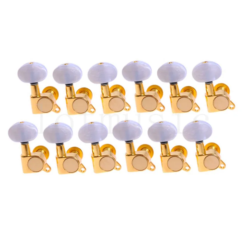 

12Pcs Tuning Pegs Keys Tuners Machine Heads for Acoustic Guitar Parts Gold 12 Right Inline