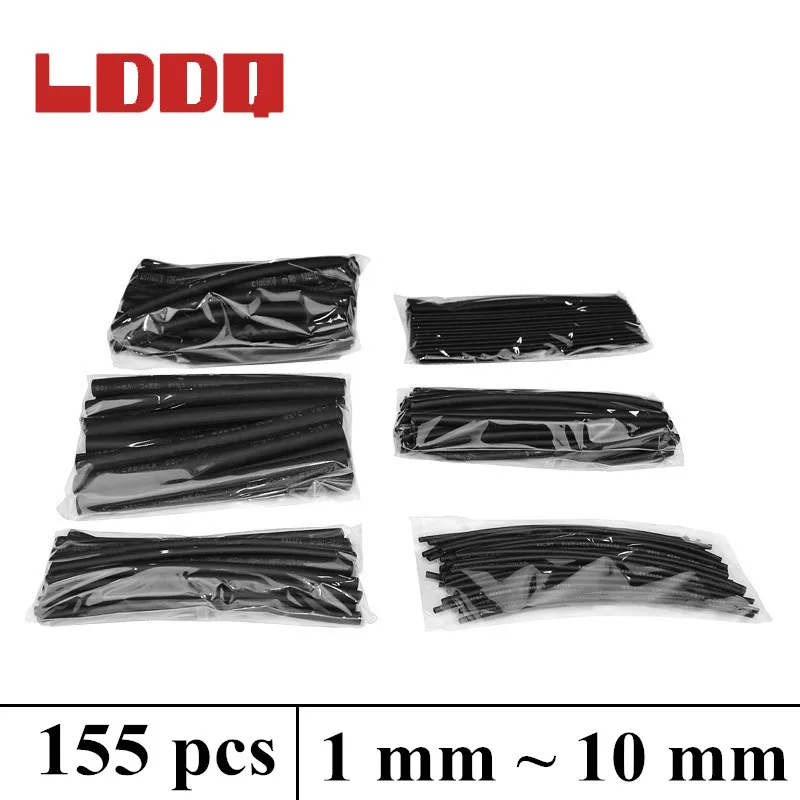 LDDQ 155pcs Heat shrink tubing 2:1 Heat Shrink Tube Wrap  Heat sleeving1mm 2.5mm 3mm 5mm 6mm 10mm Cable Sleeving  thermal tube