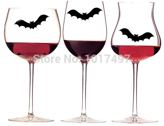 12pcs Halloween Decoration Bats Wall Sticker Cool Party/Bar Accessories Wine Glass Vinyl Wall Decals Halloween Art Decor