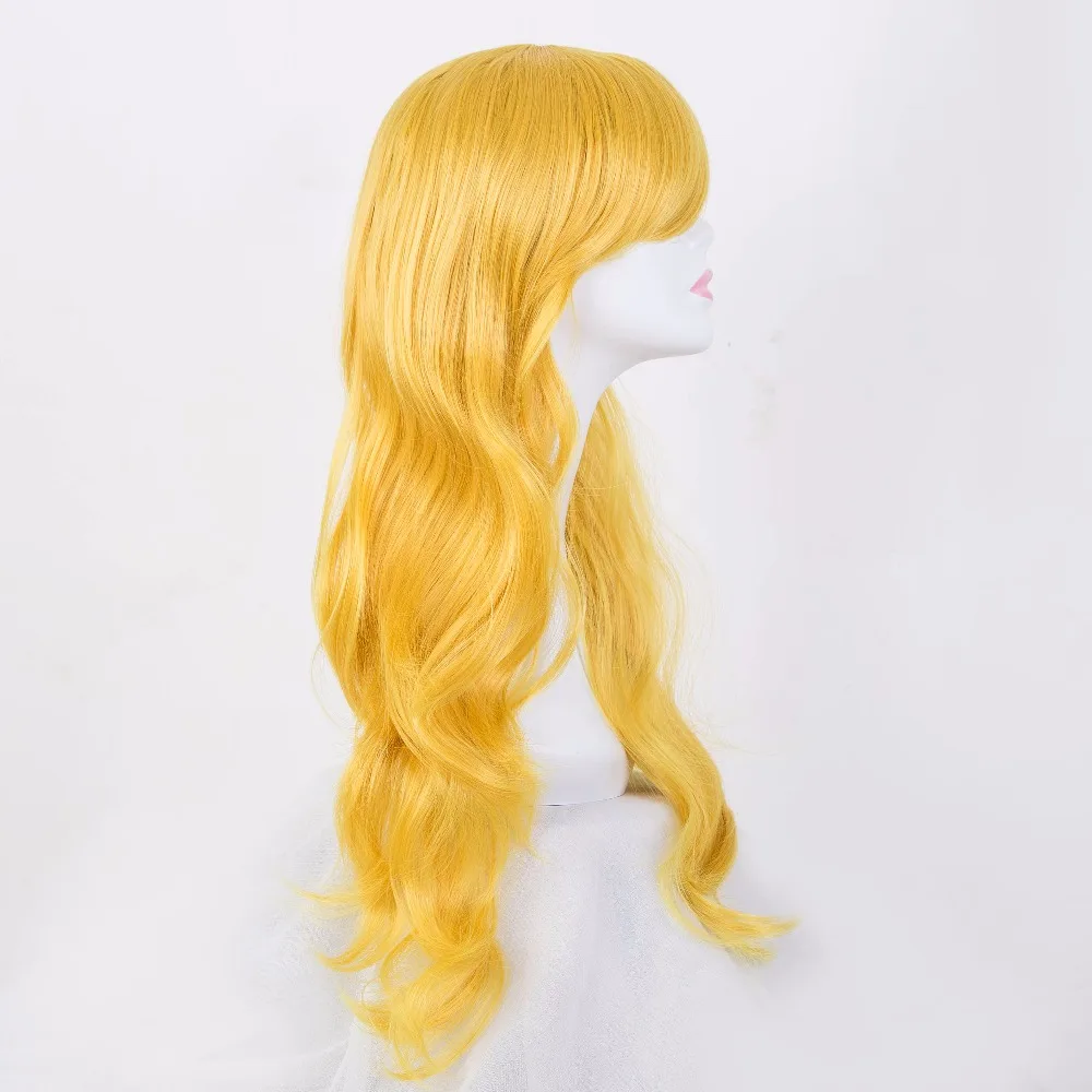 Yellow Wig Fei-Show Synthetic Heat Resistant Fiber Long Curly Hair Pelucas Cartoon Costume Cos-play Salon Party Female Hairpiece