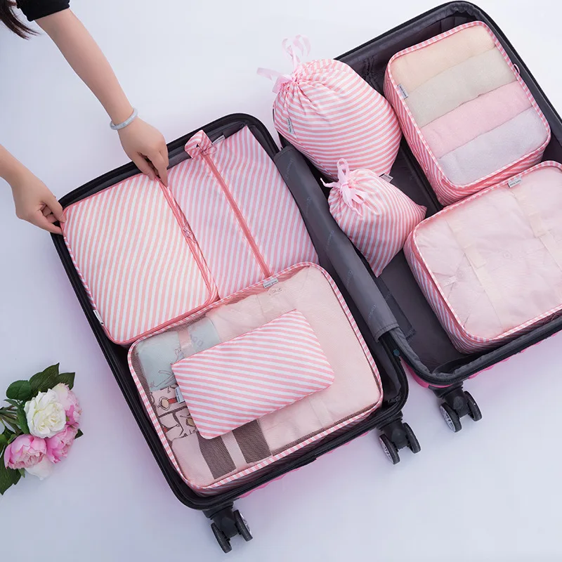 8pcs Maternity Diaper Bag Travel Bag Set Large Capacity Luggage Organizer Pouch Waterproof Packing Cube Organiser for Clothing