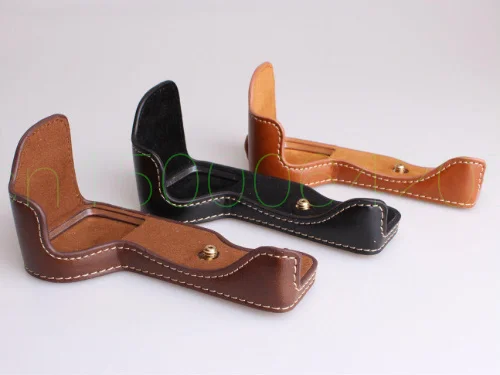 กระเป๋ากล้องด้านล่างสำหรับ SNY A6500 PU หนังครึ่งฝาครอบพร้อมแบตเตอรี่ Mirrorless ระบบกล้อง