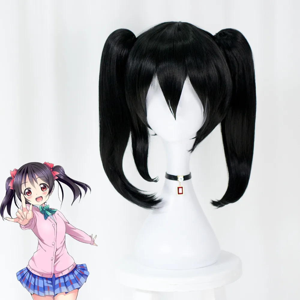 LoveLive! Love Live Cosplay Wig Nico Yazawa Costume Play Adult Wigs Halloween Anime Hair with Bowknot + wig Cap