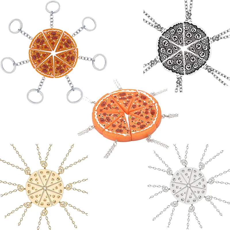 Лучшие друзья, модное ожерелье с вкусной пиццей, кулон с вышивкой еды, пиццы, студенческое ожерелье дружбы, ювелирные изделия, подарки на вечеринку