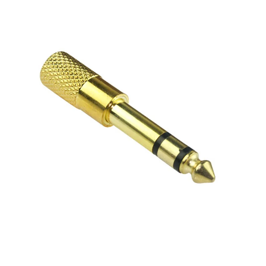 2PCS Gold Copper 6.35mm Male Plug To 3.5mm Stereo Female Headphone Jack Audio Adapter fit Tattoo Power Supply