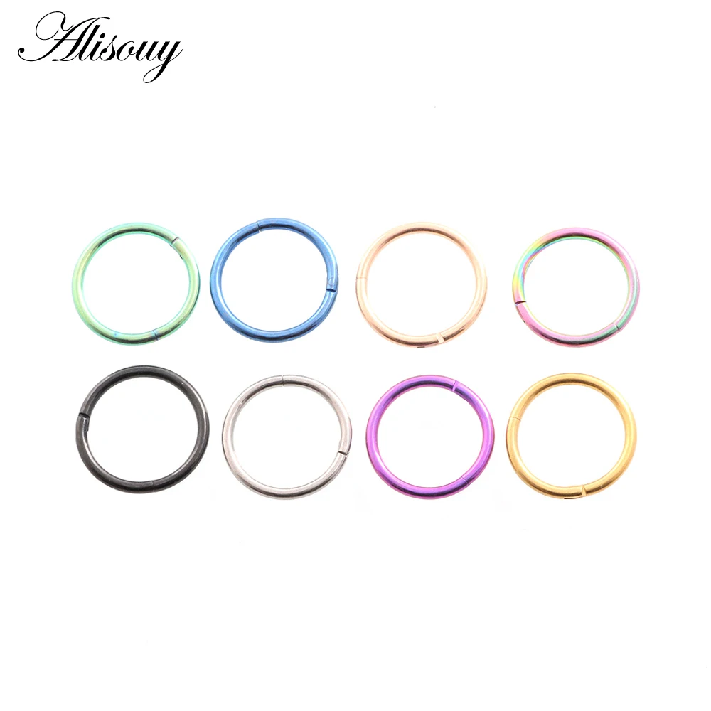 

Alisouy 6pcs/lot 16G 14G G23 Stainless PVD Universal Piercing Segment Hinged Rings Labret Lip Nose Earring Piercing Body Jewelry