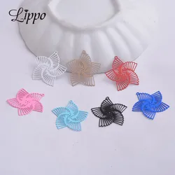 100pcs AB1298 Colorful Brass Filigree Painted Flower Charms Metal Navy Blue Red Pendants DIY filigrane pour fabrication bijoux