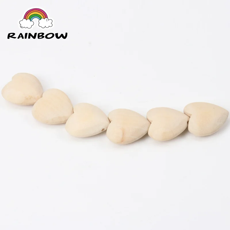 Natural Wood Color Heart Wooden Material Spacer Beads For Kids Jewelry Making 20x21mm 10 pcs