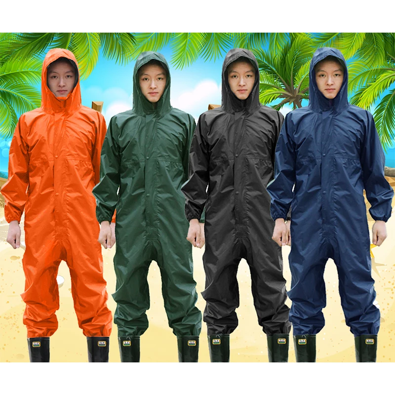 Working-Coveralls Waterproof Hooded Raincoat Overalls Anti-Oily Dust-Proof Paint Spray-Clothing Hood Protective Work-Clothes