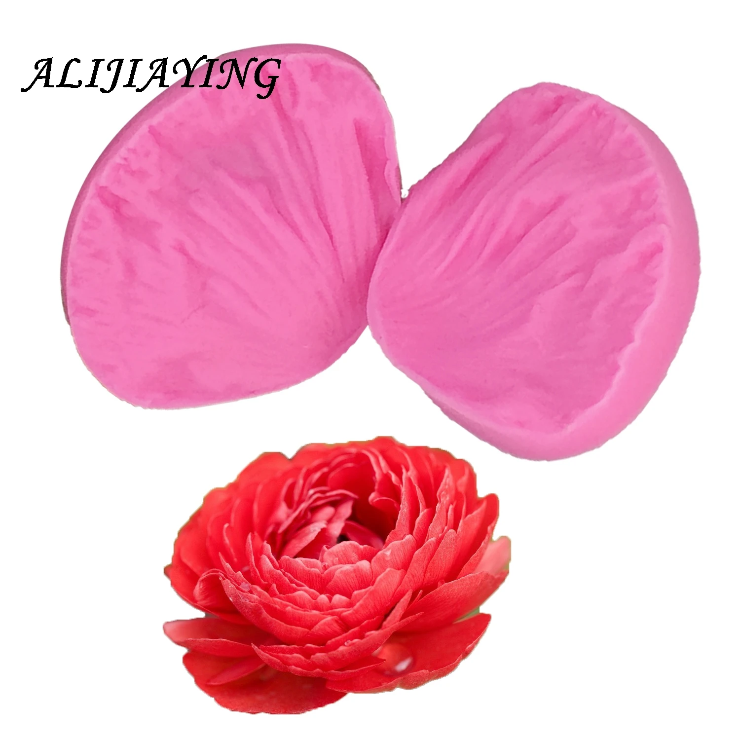 2Pcs/set 3D Rose petal shape Silicone Fondant Molds peony flower leaf Cake Decorating Tools suitable for polymer clay D1028