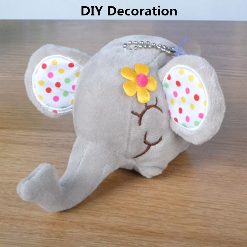 Cute Plush Pompom Yellow Elephant Keychain On the Bag Fashion Anime Toy Charms Car Key Chain For Women Trinket Doll Gift