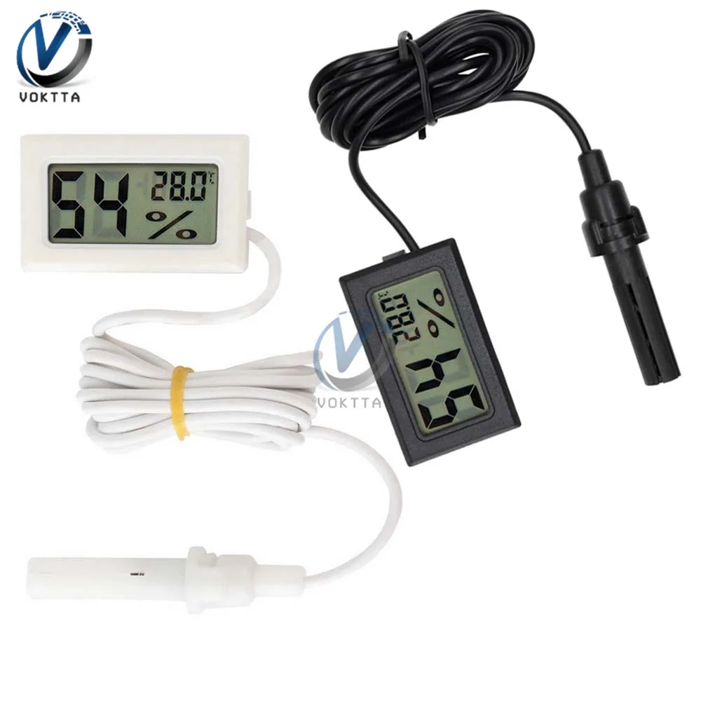 LCD Digital Thermometer Hygrometer Controller Indoor Embedded Temperature Humidity Meter Instrument with 1.5m Sensor Probe Cable