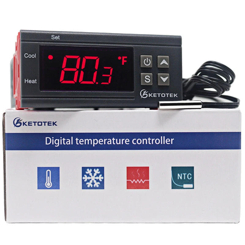 10A Relay Thermostat for Incubator 110~220VAC 12V 24V Digital Temperature Regulator Controller Two Relay Output Thermoregulator