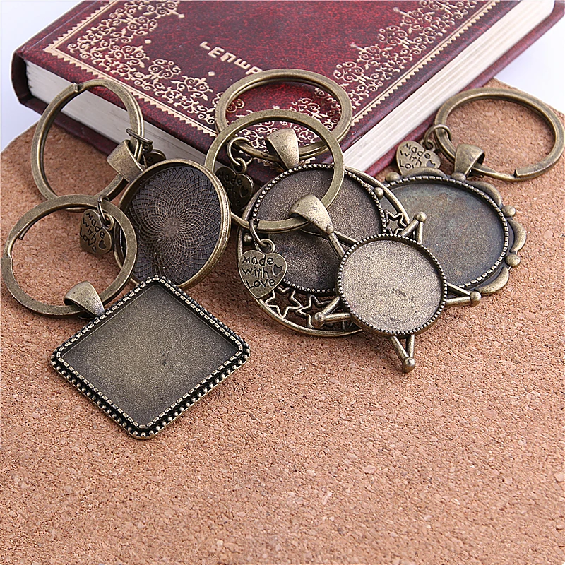 PULCHRITUDE 5 sztuk/partia metalowy brelok okrągły Cabochon ustawianie DIY Vintage Handmade breloczki do tworzenia biżuterii Y1001 — zdjęcie 7