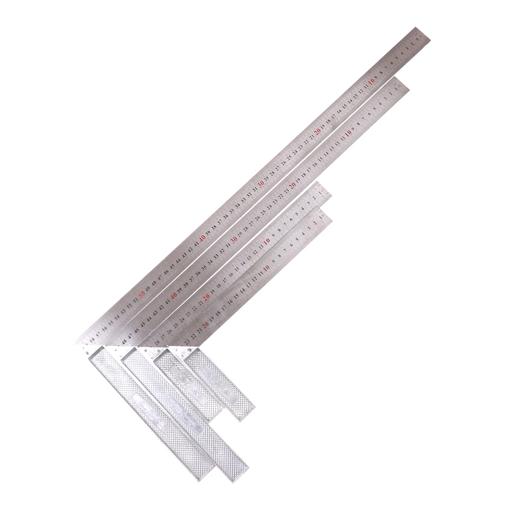 4 Sizes Metal Steel Engineers Try Square Set Wood Measuring Right Angle Ruler 90 Degrees Measurement Instruments Tool