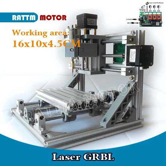 Mini roteador cnc para gravação a laser, 1610, área de trabalho de 160x100x45mm, 3 eixos para trabalho em madeira e pcb