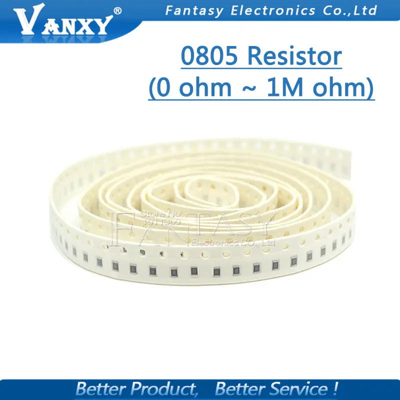 100Pcs 0805 SMD 1/8W chip resistor 0R ~ 10M 0 10R 100R 220R 330R 470R 1K 4.7K 10K 47K 100K 0 10 100 330 470 ohm