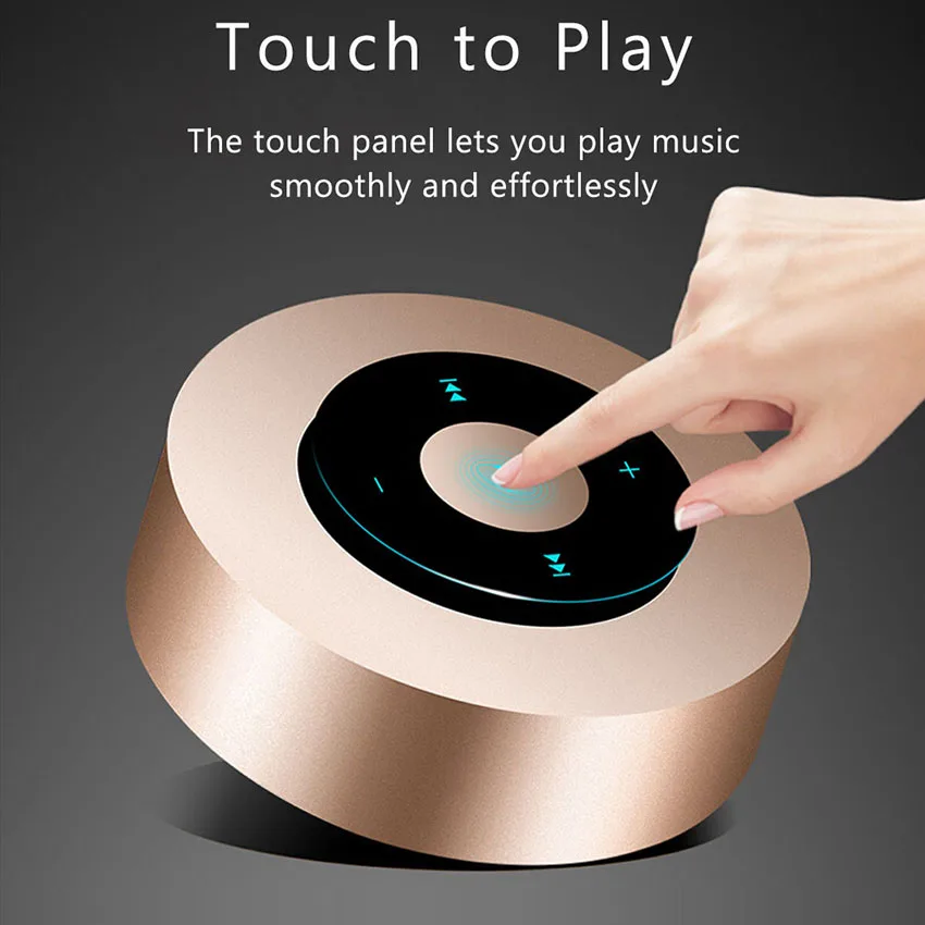 Aimitek A8 Mini Wireless Bluetooth Speaker Portable Touch Screen Stereo Subwoofer MP3 Player with Microphone TF Card Slot AUX-in