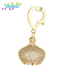 Juya 18K 골드 도금 장식 패스너 크라운 커넥터 펜던트 액세서리 DIY 여성용 태슬 진주 보석 목걸이 만들기