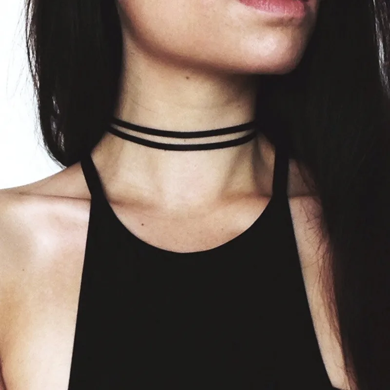 New Multilayer Black Suede Choker Necklace Leather Gothic Sexy Velvet Chokers Colares Jewelry Punk Necklace Jewellery Bijoux