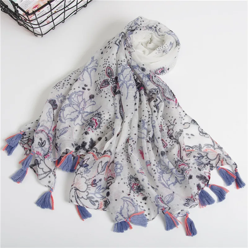 2019 New Fashion Paisley Tassel Scarves Shawl Women Long Beautiful Floral Foulard Wrap Hijab Muffler