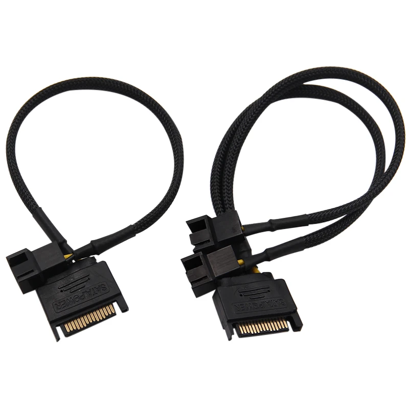 SATA 15Pin to 1 2 * 3Pin / 4Pin Computer Cooling Fan Splitter Hub Converter Adapter PWM Temperature Power Cable