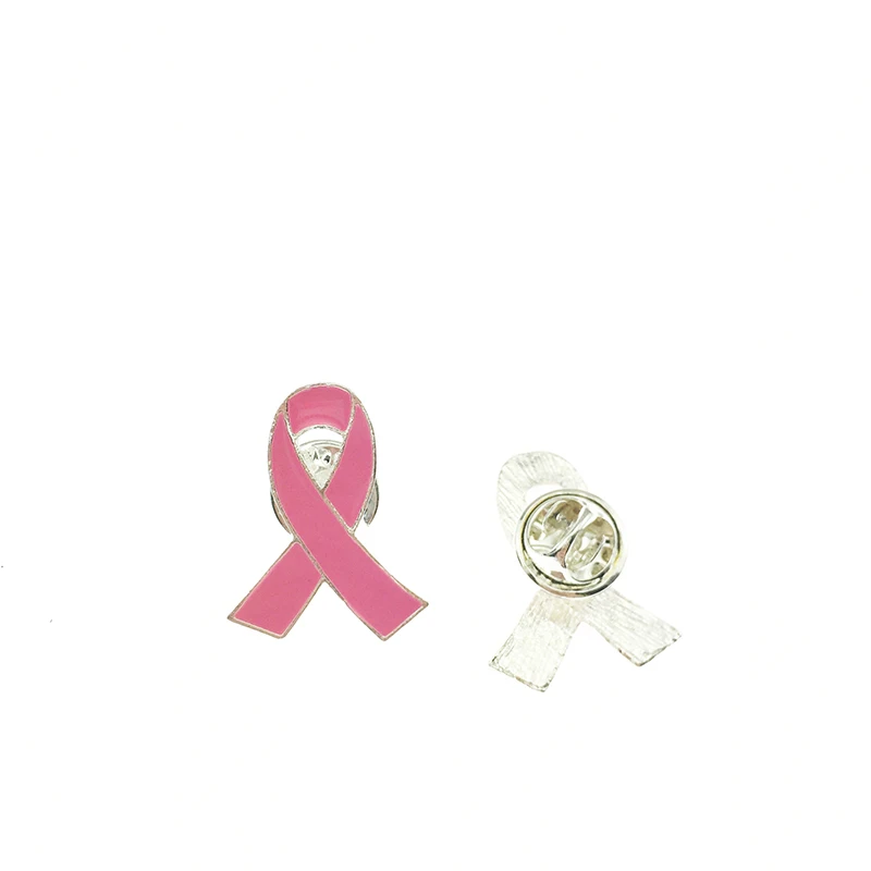 

100pcs a lot 28mm pink enamel ribbon Breast cancer awareness brooch pin