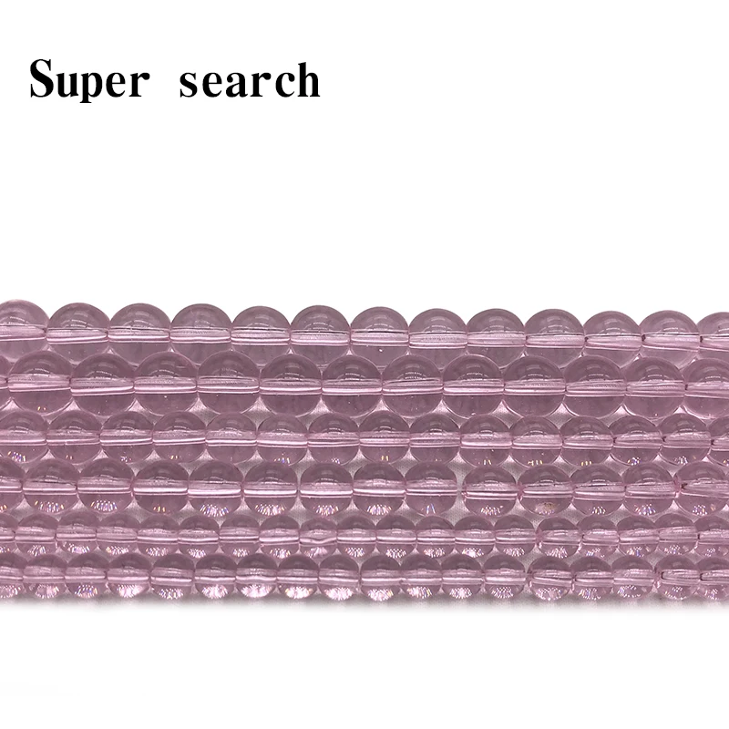 Smooth Pink Glass Stone Round Loose Beads 6 8 10 MM Pick Size Fit Diy Handmade Beads For Jewelry Making Wholesale